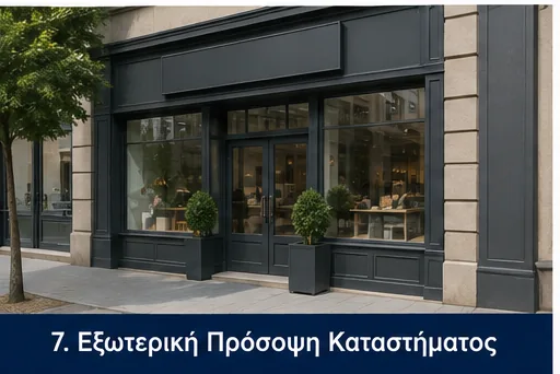 Βαμμένη εξωτερική πρόσοψη επαγγελματικού καταστήματος