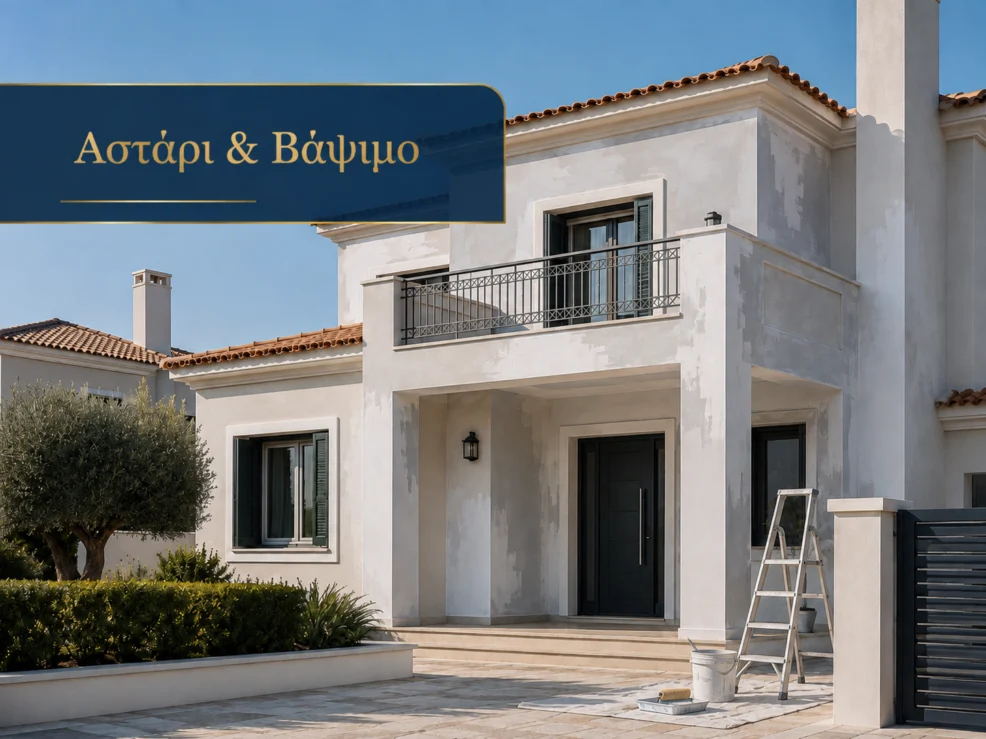 Εξωτερικός ελαιοχρωματισμός κατοικίας στην Αθήνα