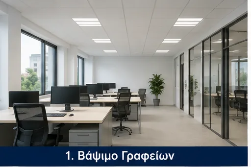 Φωτεινός σύγχρονος επαγγελματικός χώρος γραφείων
