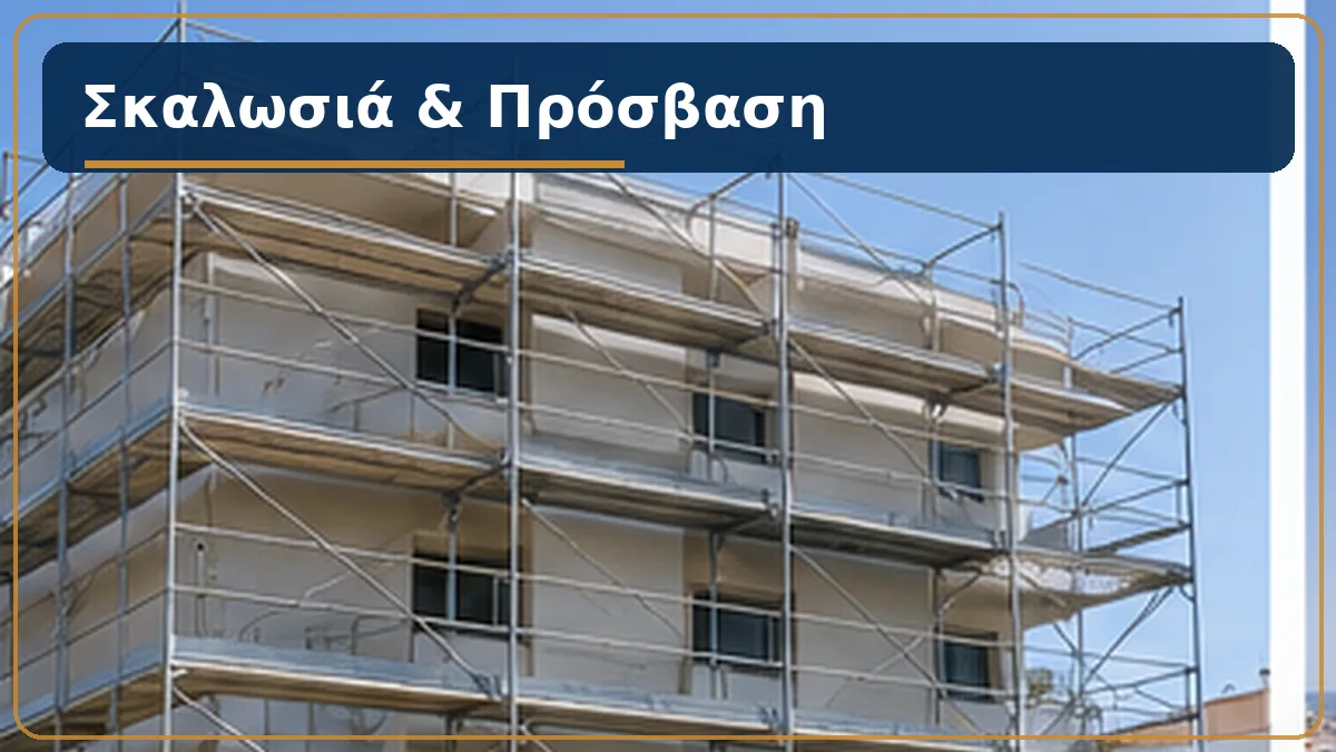 Μεταλλική σκαλωσιά σε πολυκατοικία για εξωτερικό βάψιμο