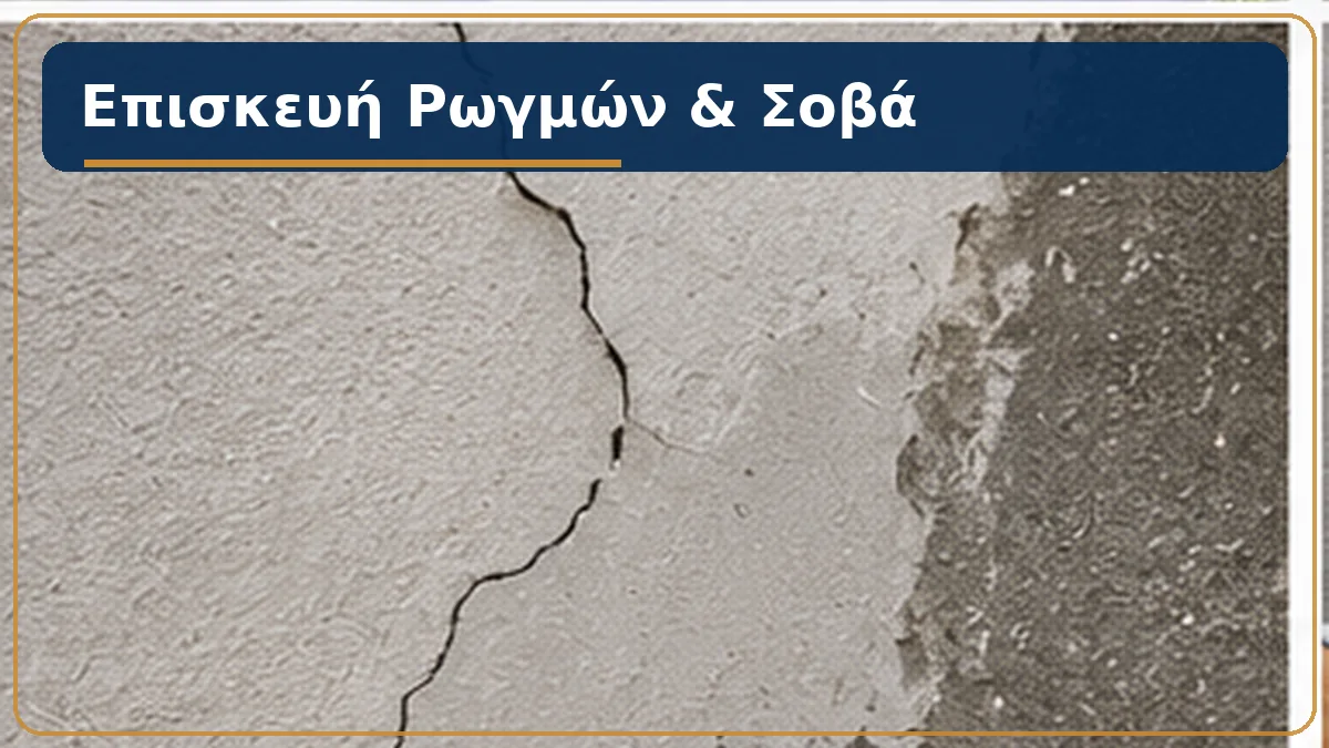 Ρωγμές και φθορά σοβά σε εξωτερικό τοίχο πολυκατοικίας