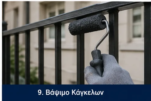 Βάψιμο μεταλλικών κάγκελων επαγγελματικού χώρου